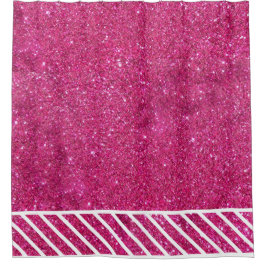 Cortina Para Box Tela rosa personalizada e riscas brancas Tinta mod