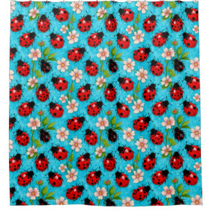 Cortina Para Box Tema Floral de Joaninha Fofa para Decoração de Pri