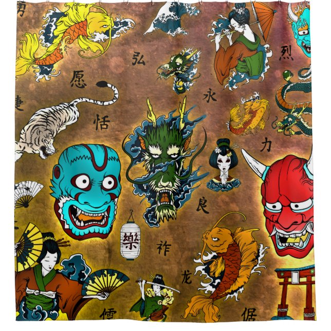 Cortina Para Box Tema Japonês (Frente)