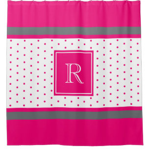 Cortina Para Box Tendy Hot Pink e Silver Striped Monogramas