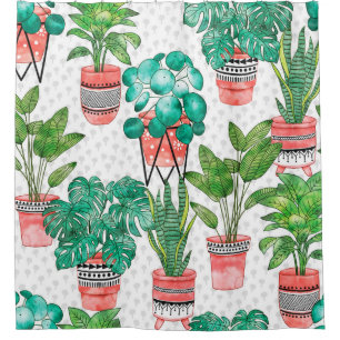 Cortina Para Box Terra cotta Potes Plantas aquáticas sem costura