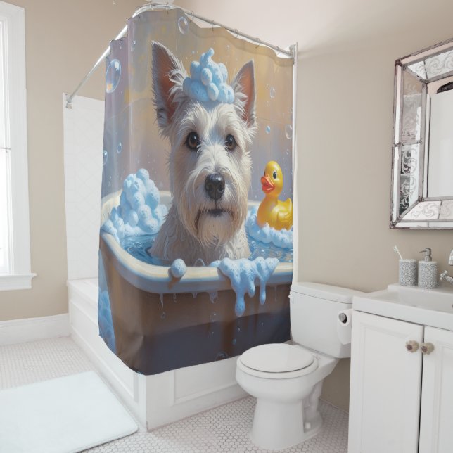 Cortina Para Box Terrier Escocês Desleixado Sonolento Fofo Engraçad (In Situ)