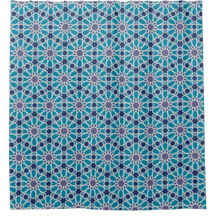 Cortina Para Box Teste padrão abstrato em azul e em cinzento