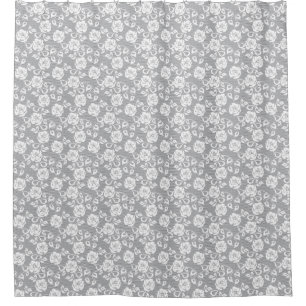 Cortina Para Box Teste padrão branco do laço no fundo cinzento