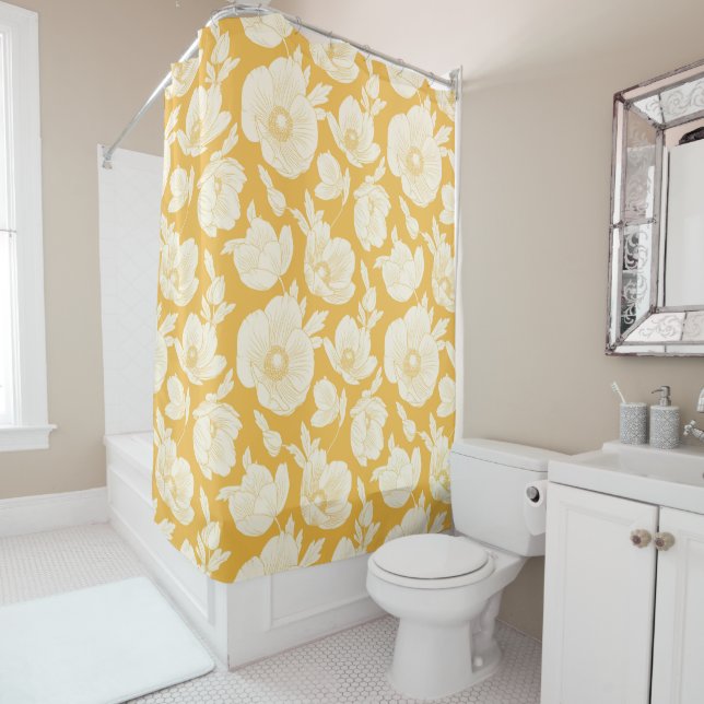 Cortina Para Box Teste padrão de flor dourado (In Situ)