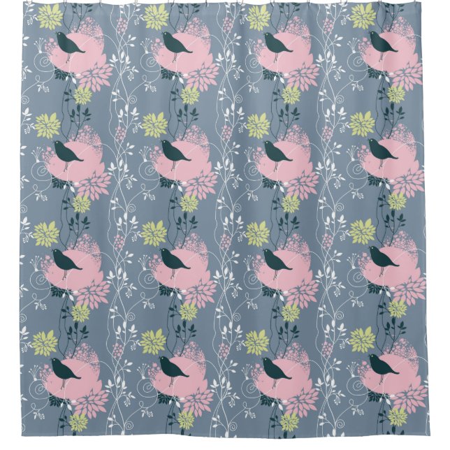 Cortina Para Box Teste padrão floral (Frente)