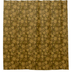 Cortina Para Box Teste padrão floral do vintage dourado