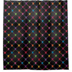 Cortina Para Box Teste padrão multicolorido com crânios