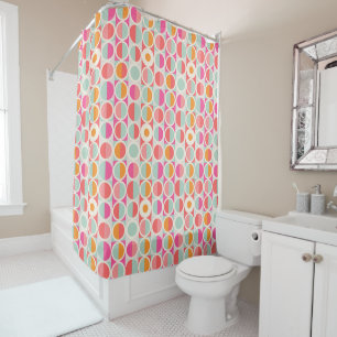 Cortina Para Box Teste padrão retro do círculo do rosa quente