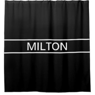 Cortina Para Box Texto personalizável Preto e Branco Moderno Neg
