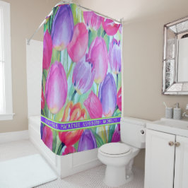 Cortina Para Box Texto Verde Decorativo Floral PINK