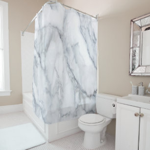 Cortina Para Box Textura de Carrara Calacatta, de mármore branco