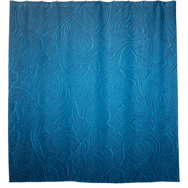 Cortina Para Box Textura de couro azul (Frente)