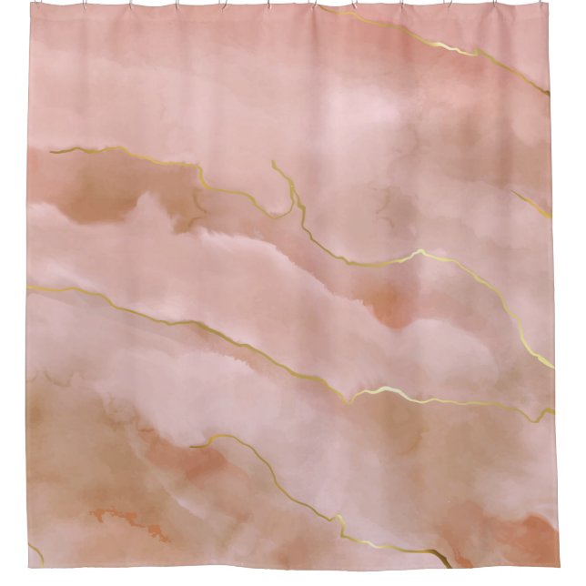 Cortina Para Box Textura de mármore líquido rosa (Frente)