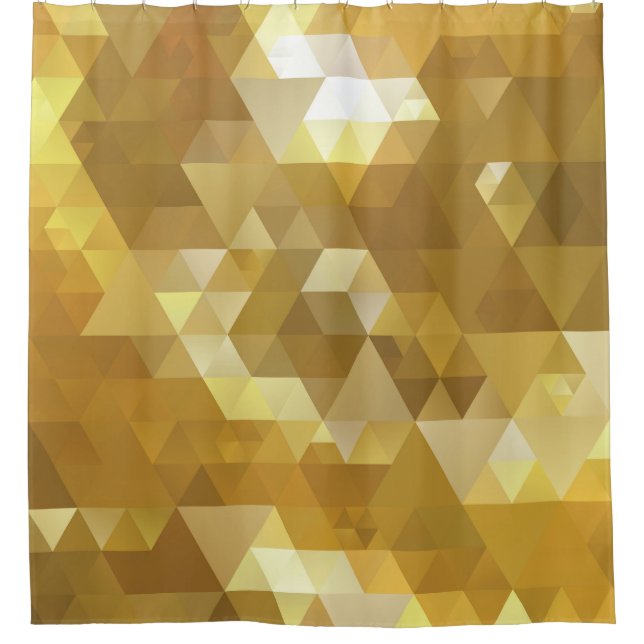Cortina Para Box Textura de triângulo abstrato Dourada (Frente)
