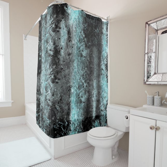 Cortina Para Box Textura fibrosa esquisita em azul claro (In Situ)