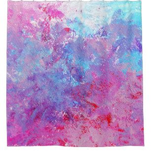 Cortina Para Box Textura rosa-azul criativa, manchas de tinta.