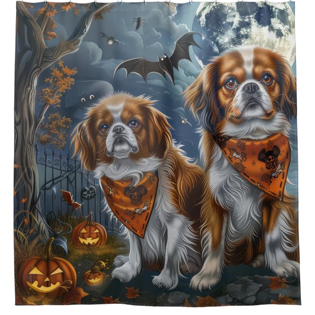 Cortina Para Box Tibetan Spaniel Halloween Assustador  (Frente)