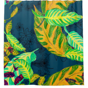 Cortina Para Box Tie Tropical Dye Blue Gouache. Padrão tropical. G