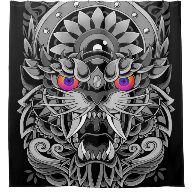 Cortina Para Box Tigre com raiva abstrato (Frente)