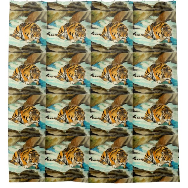 Cortina Para Box Tigre de Aquarela (Frente)