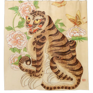 Cortina Para Box Tigre Listrado Coreano Minhwa Vintage