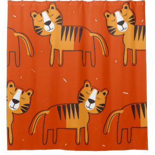 Cortina Para Box Tigres, com o pano de fundo. Pat colorido sem sold
