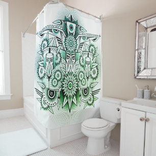 Cortina Para Box Tint verde Design Tribal