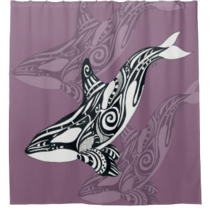 Cortina Para Box Tinta Tribal de Mauve Roxo-de-Baleia-Assassina Orc