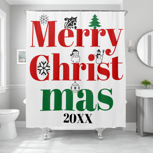 Cortina Para Box Tipografia de Natal feliz e elementos de colheita