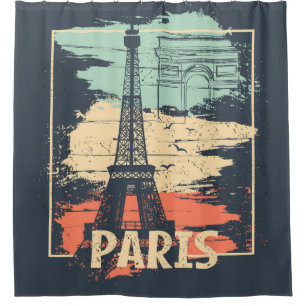 Cortina Para Box Tipografia de Paris: abstrato Eiffel poster.