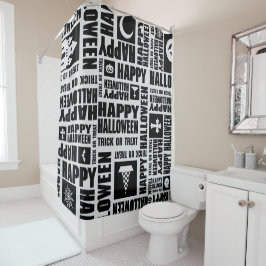 Cortina Para Box Tipografia Whimsical Legal de Halloween Black