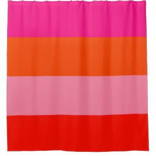 Cortina Para Box Tiras cor-de-rosa-quente e laranja-claro