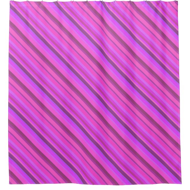 Cortina Para Box Tiras diagonais cor-de-rosa (Frente)