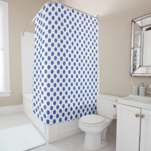Cortina Para Box Toalha Bolinhas Azul Grande Moderna