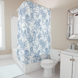 Cortina Para Box Toile de Jouy Azul Francesa