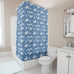 Cortina Para Box Toile de Jouy náutica azul