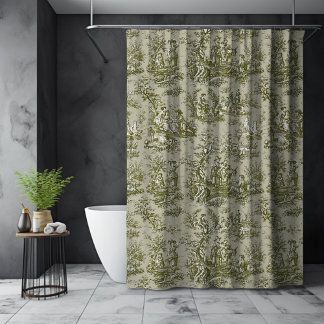 Cortina Para Box Tóile de jouy verde-oliva elegante