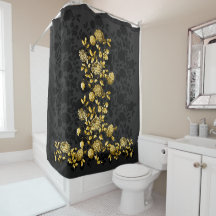 Toile floral Dourado cinzento preto