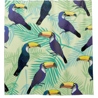 Cortina Para Box Toucan Vintage, Ilustração Colorida.