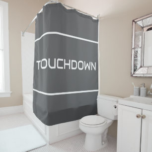 Cortina Para Box TOUCHDOWN Listras de Texto Branco Moderno em Cinza