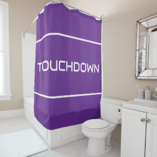 Cortina Para Box TOUCHDOWN Listras de Texto Branco Moderno em Roxo