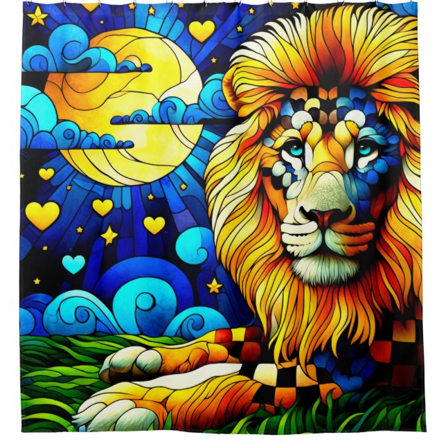 Cortina Para Box Trabalho de arte de leão (Frente)