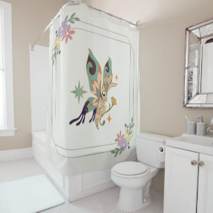 Cortina Para Box Trabalho de arte Místico Gráfico, Borboleta Verde