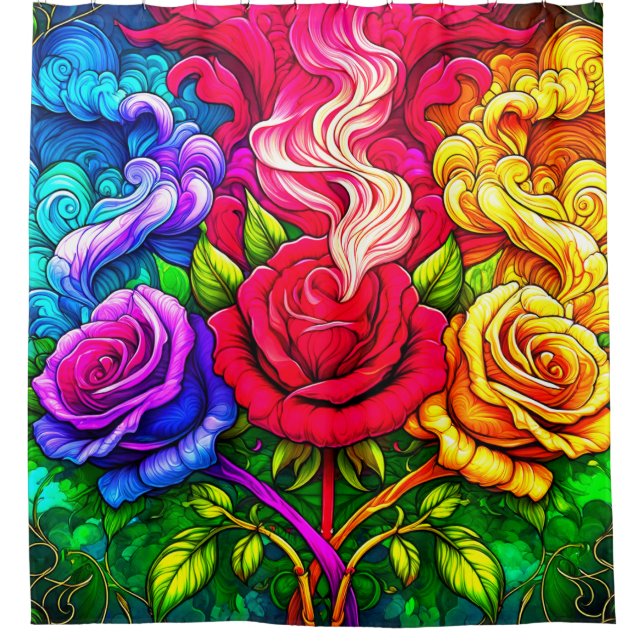 Cortina Para Box Trabalho de arte rosa (Frente)