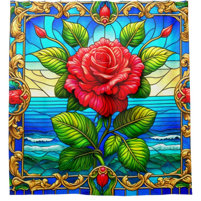 Cortina Para Box Trabalho de arte rosa (Frente)