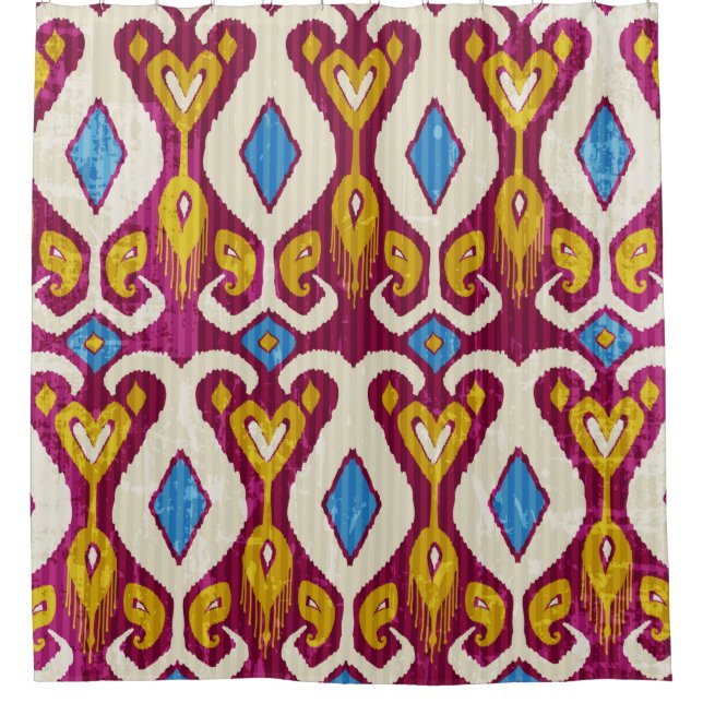 Cortina Para Box Traditional ikat fabric seamless pattern (Frente)