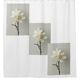 Cortina Para Box "Tranquilidade Floral: Vanilla Flower Bathroom Déc