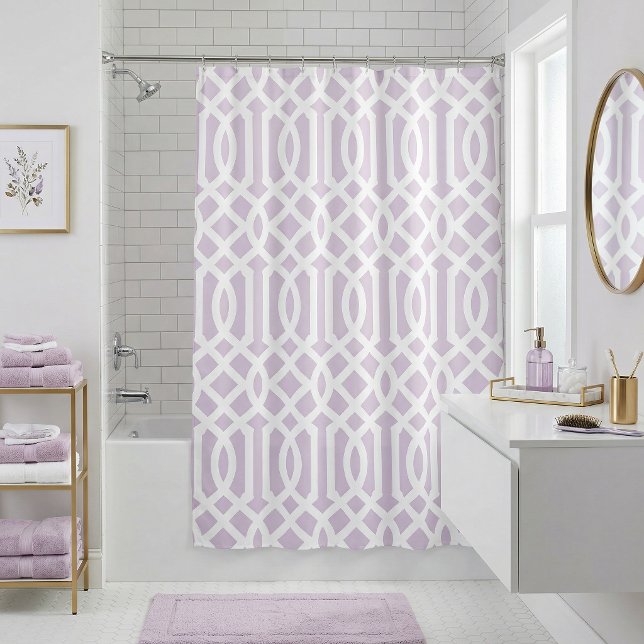 Cortina Para Box Trellis Lilás e Branco | Cores Editáveis (Criador carregado)