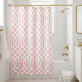 Cortina Para Box Trellis Rosa e Branco | Cores Editáveis